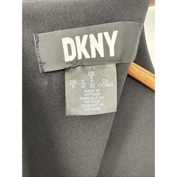 New DKNY Women's Size 6 Black Scuba Crepe Contrast Round Neck Sleeveless Dress - Picture 9 of 11